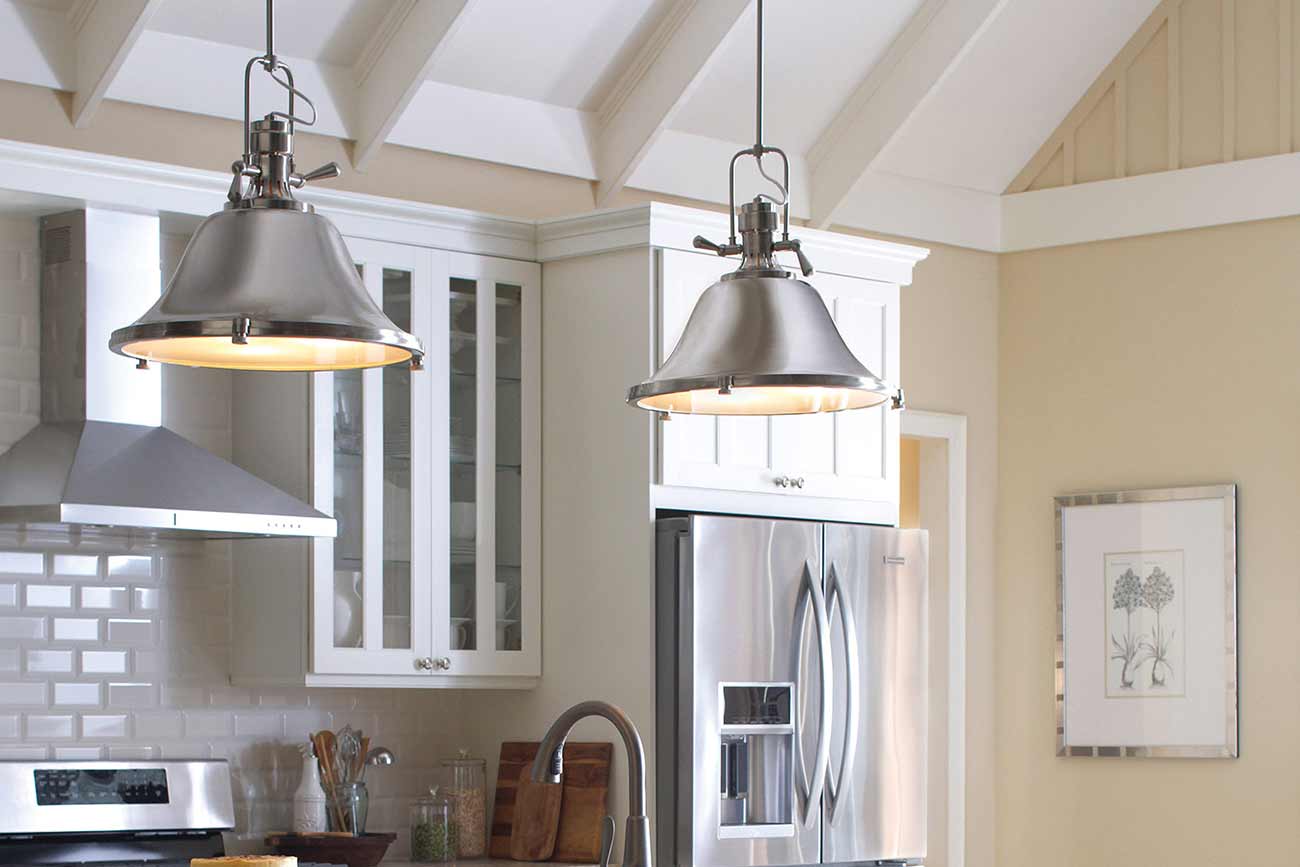 Photo of Lexar Homes light fixtures to show an example of standard lighting hardware included in our homes.