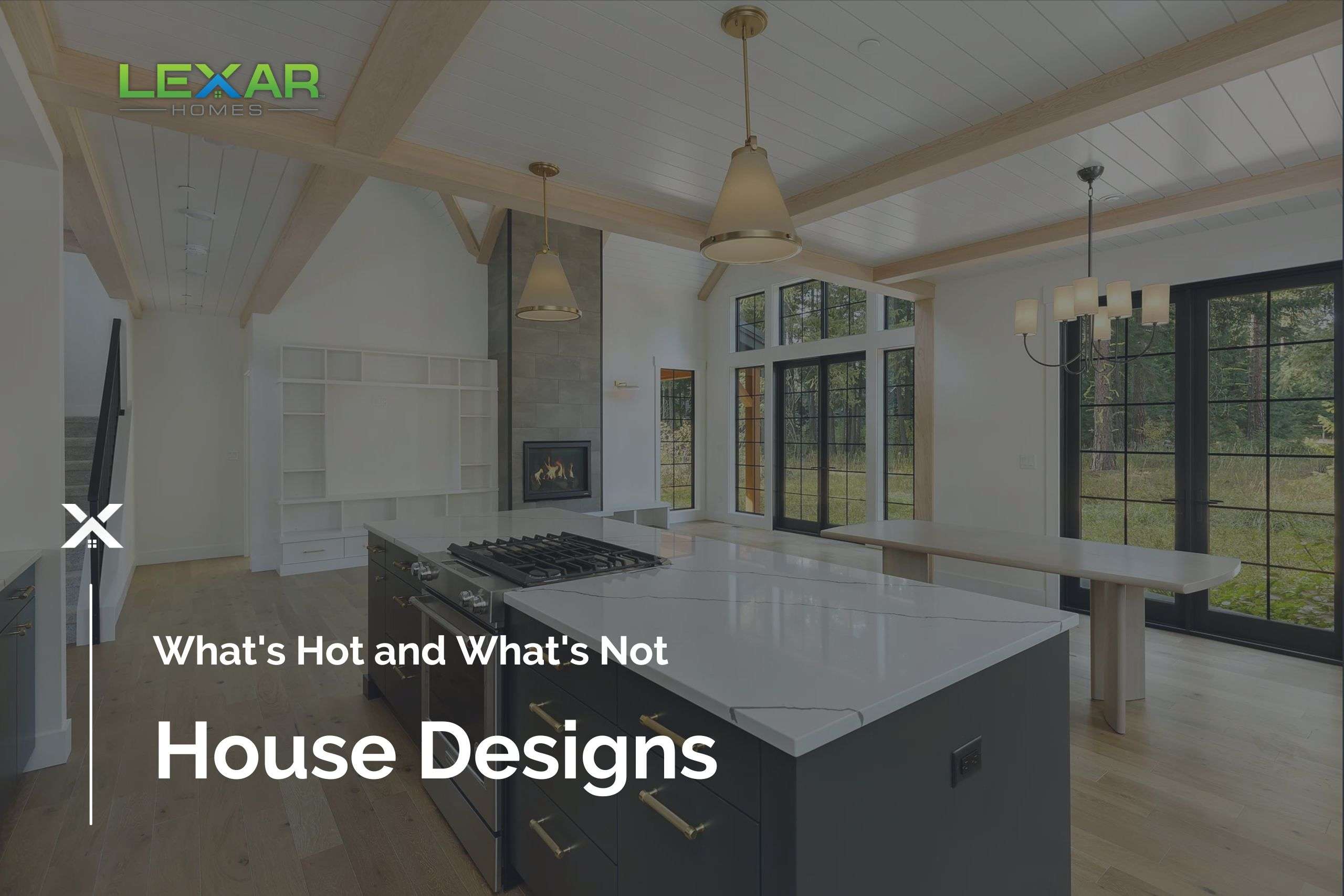 Blog article cover photo showing the inside of a custom kitchen and great room design by Lexar Homes at Suncadia Resort