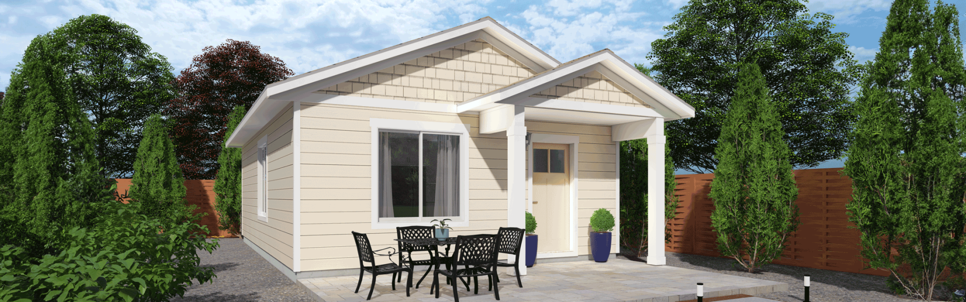 Photo real renering of a traditional adu floor plan
