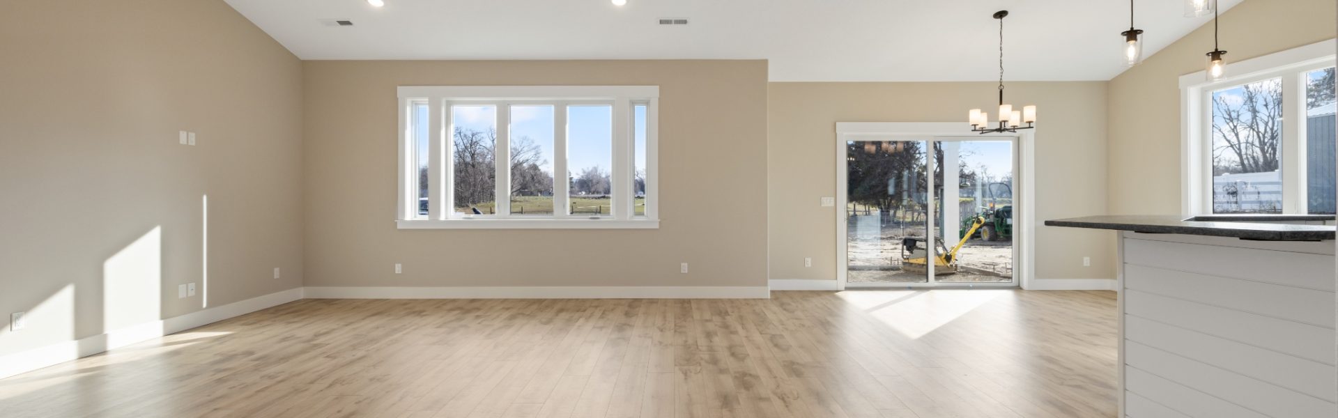 Great room with large picture windows