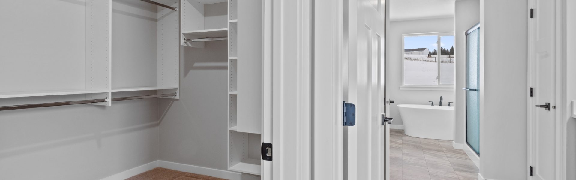 Primary Bath and Walk In Closet in Custom Summit floor plan by Lexar Homes Spokane