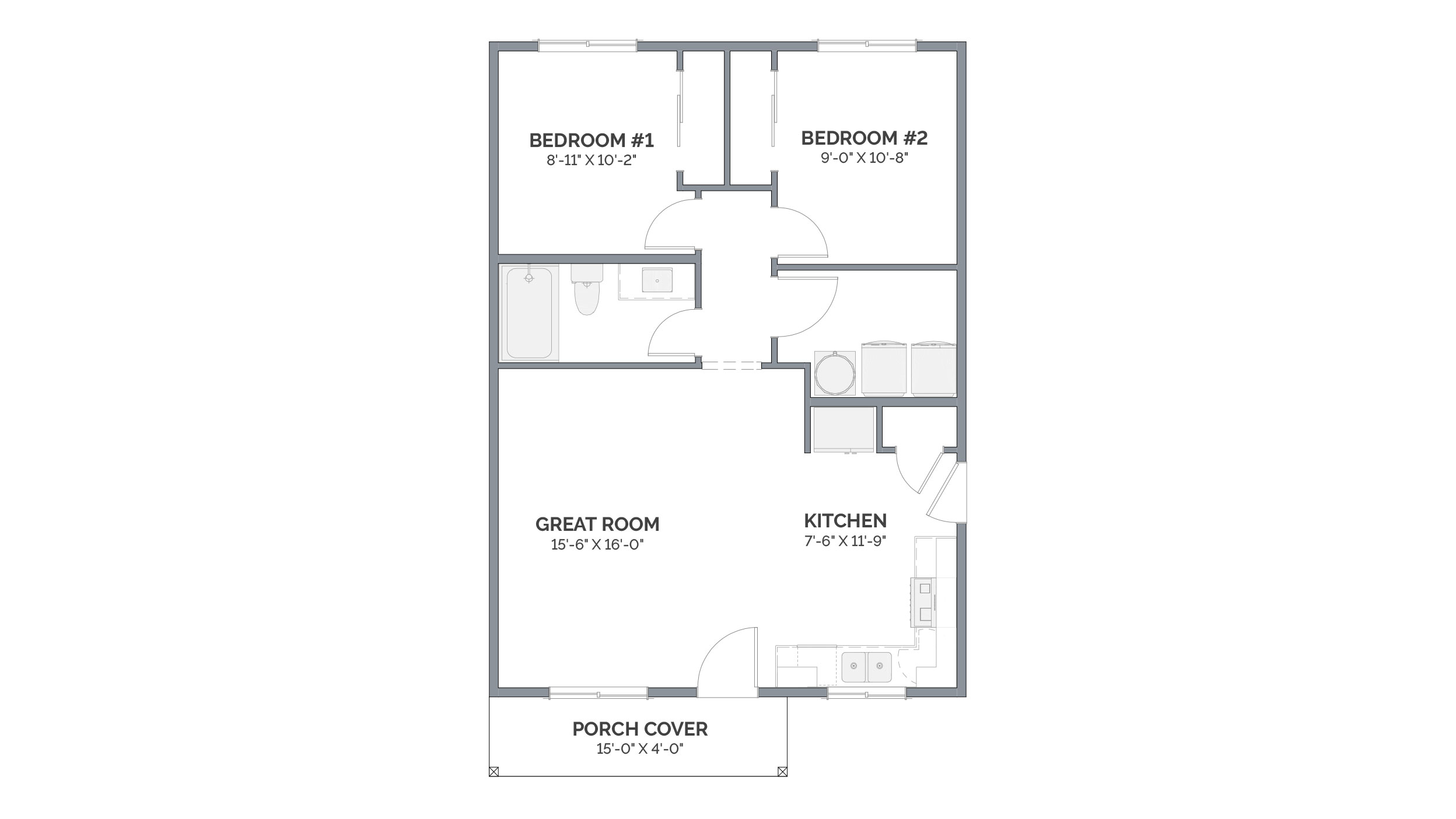 Floor Plan of an ADU floor plan under 800 square feet